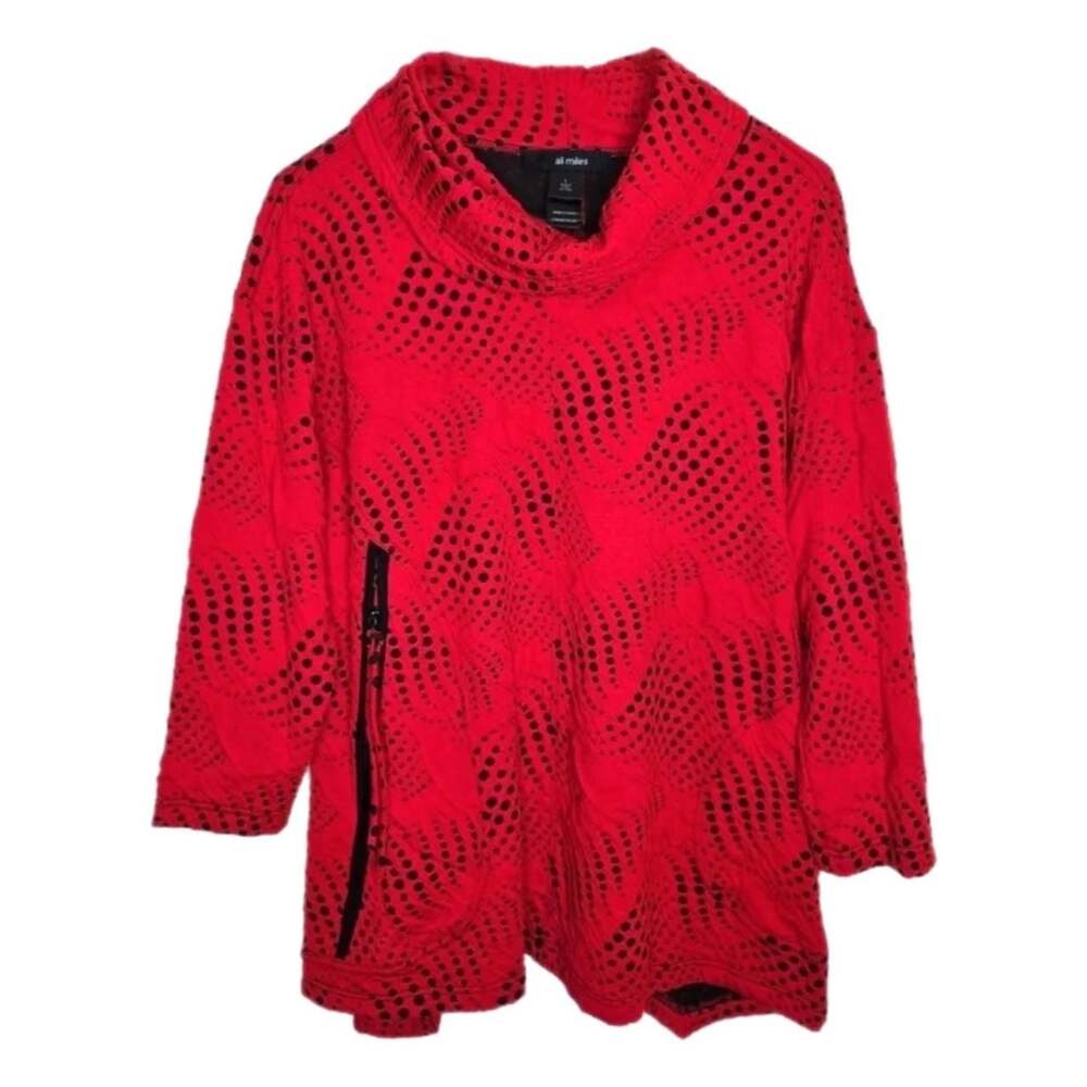 Ali Miles Cowl Neck Textured Asymmetrical Hi-Low Tunic Sweater